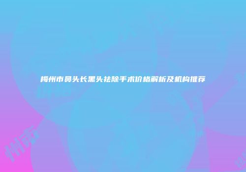 梅州市鼻头长黑头祛除手术价格解析及机构推荐