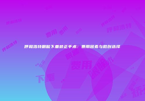 呼和浩特眼睑下垂矫正手术：费用因素与微创选择