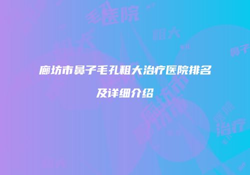 廊坊市鼻子毛孔粗大治疗医院排名及详细介绍
