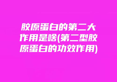 胶原蛋白的第二大作用是啥(第二型胶原蛋白的功效作用)