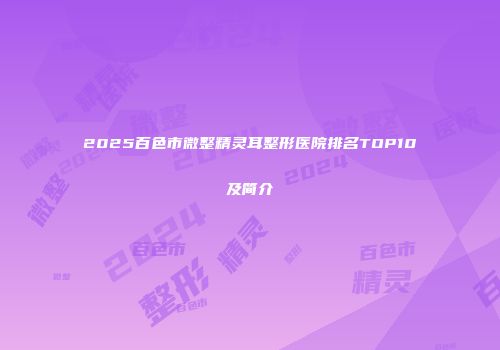 2025百色市微整精灵耳整形医院排名TOP10及简介