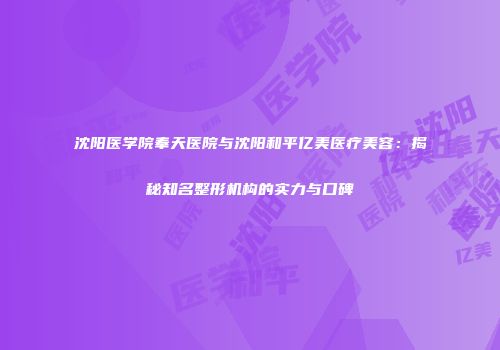 沈阳医学院奉天医院与沈阳和平亿美医疗美容：揭秘知名整形机构的实力与口碑