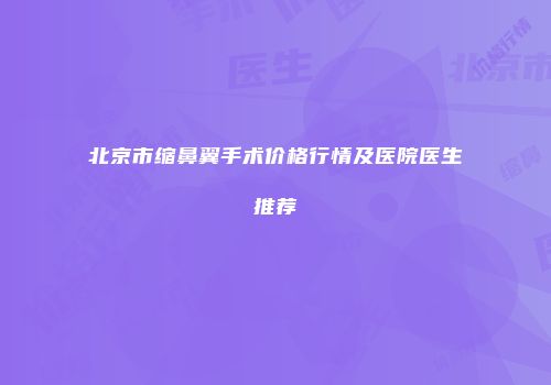 北京市缩鼻翼手术价格行情及医院医生推荐