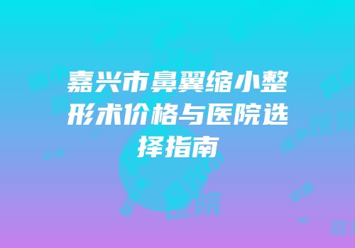 嘉兴市鼻翼缩小整形术价格与医院选择指南
