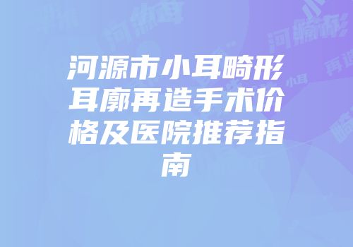 河源市小耳畸形耳廓再造手术价格及医院推荐指南