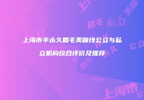 上海市半永久眉毛美瞳线公立与私立机构综合评价及推荐