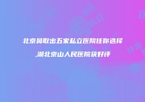 北京鼻取出五家私立医院任你选择,湖北京山人民医院获好评
