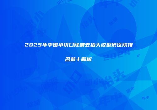 2025年中国小切口除皱去抬头纹整形医院排名前十解析