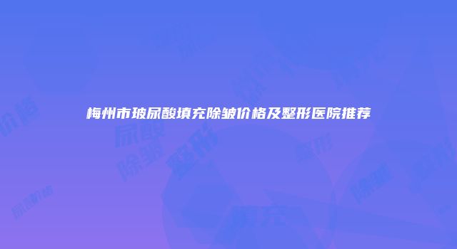 梅州市玻尿酸填充除皱价格及整形医院推荐