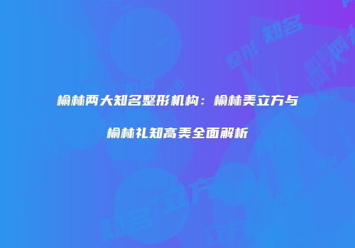 榆林两大知名整形机构：榆林美立方与榆林礼知高美全面解析