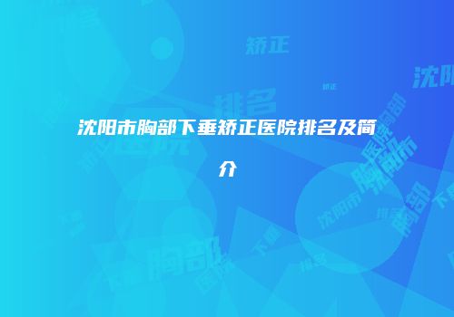 沈阳市胸部下垂矫正医院排名及简介