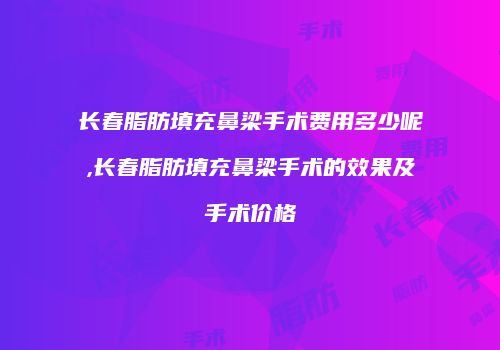 长春脂肪填充鼻梁手术费用多少呢,长春脂肪填充鼻梁手术的效果及手术价格