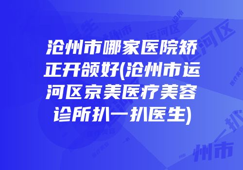 沧州市哪家医院矫正开颌好(沧州市运河区京美医疗美容诊所扒一扒医生)