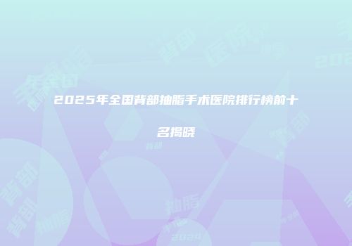2025年全国背部抽脂手术医院排行榜前十名揭晓