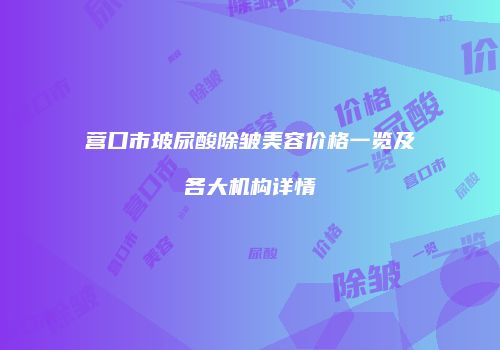 营口市玻尿酸除皱美容价格一览及各大机构详情