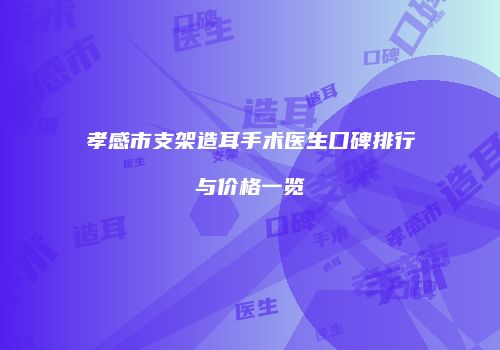 孝感市支架造耳手术医生口碑排行与价格一览