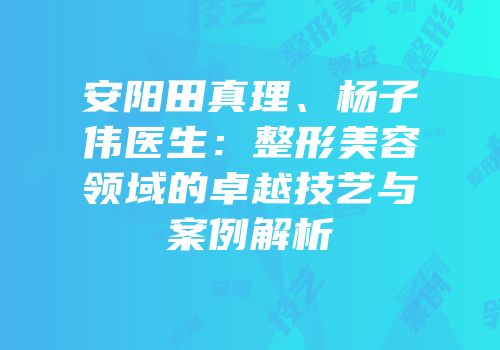 安阳田真理、杨子伟医生：整形美容领域的卓越技艺与案例解析