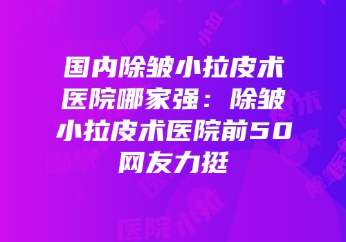国内除皱小拉皮术医院哪家强：除皱小拉皮术医院前50网友力挺