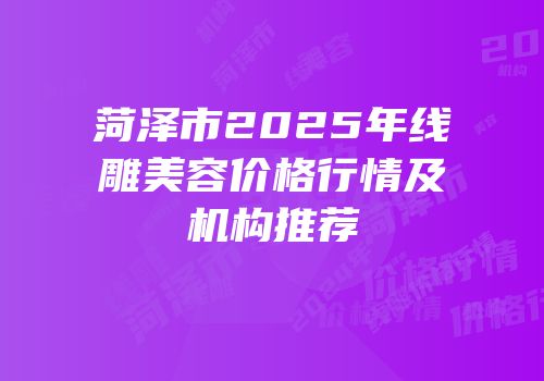 菏泽市2025年线雕美容价格行情及机构推荐
