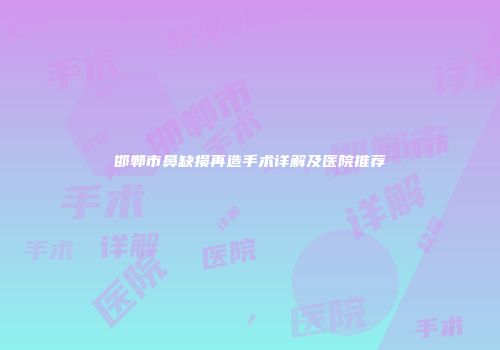 邯郸市鼻缺损再造手术详解及医院推荐