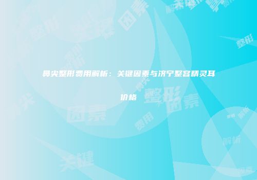 鼻尖整形费用解析：关键因素与济宁整容精灵耳价格