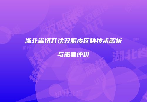 湖北省切开法双眼皮医院技术解析与患者评价