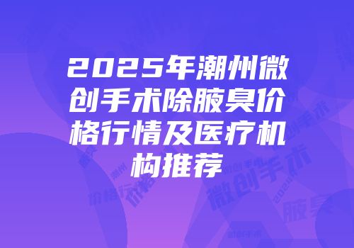2025年潮州微创手术除腋臭价格行情及医疗机构推荐