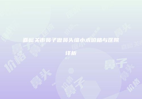 嘉峪关市鼻子做鼻头缩小术价格与医院详析