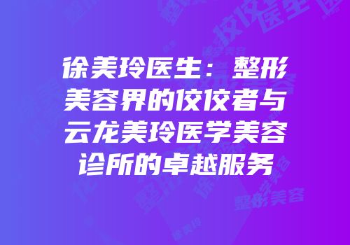 徐美玲医生：整形美容界的佼佼者与云龙美玲医学美容诊所的卓越服务