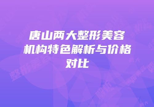 唐山两大整形美容机构特色解析与价格对比