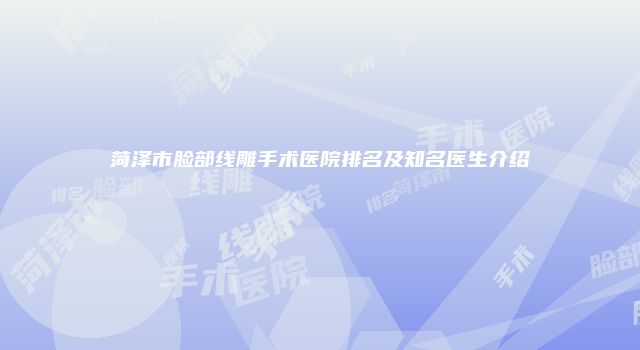 菏泽市脸部线雕手术医院排名及知名医生介绍
