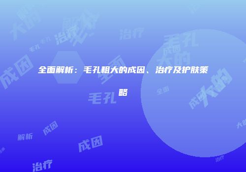 全面解析：毛孔粗大的成因、治疗及护肤策略