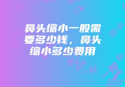 鼻头缩小一般需要多少钱，鼻头缩小多少费用