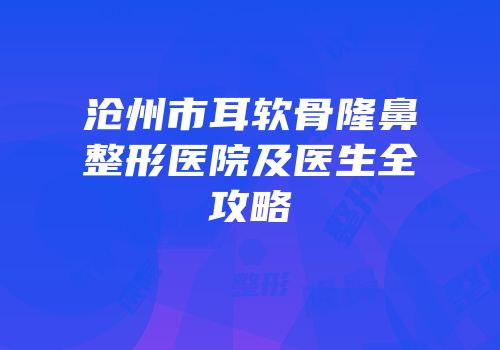 沧州市耳软骨隆鼻整形医院及医生全攻略