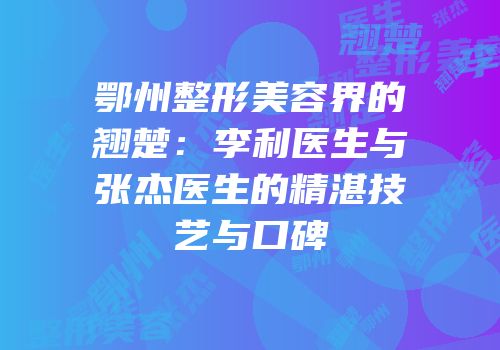 鄂州整形美容界的翘楚：李利医生与张杰医生的精湛技艺与口碑