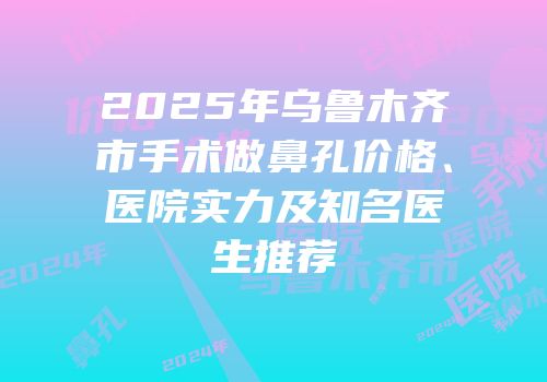 2025年乌鲁木齐市手术做鼻孔价格、医院实力及知名医生推荐