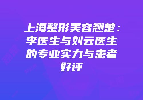 上海整形美容翘楚：李医生与刘云医生的专业实力与患者好评