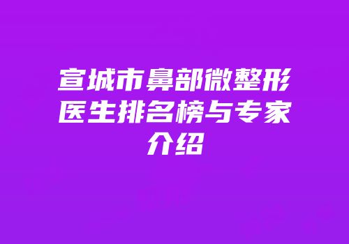宣城市鼻部微整形医生排名榜与专家介绍