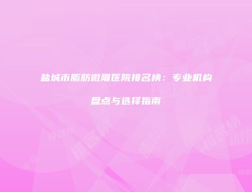 盐城市脂肪微雕医院排名榜：专业机构盘点与选择指南
