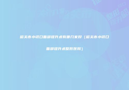 韶关市小切口面部提升术有哪几家好（韶关市小切口面部提升术整形医院）