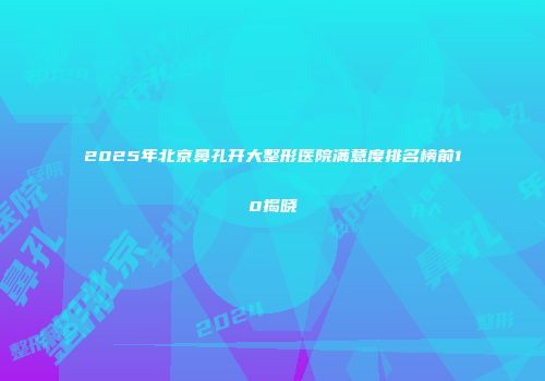 2025年北京鼻孔开大整形医院满意度排名榜前10揭晓