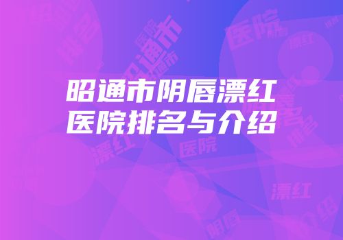 昭通市阴唇漂红医院排名与介绍