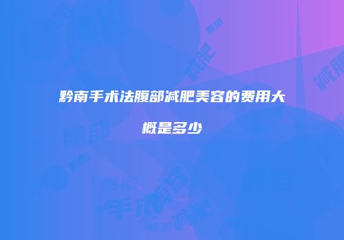 黔南手术法腹部减肥美容的费用大概是多少