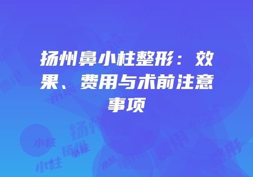 扬州鼻小柱整形：效果、费用与术前注意事项