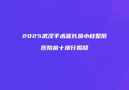 2025武汉手术延长鼻小柱整形医院前十排行揭晓