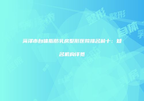 菏泽市自体脂肪乳房整形医院排名前十：知名机构详览