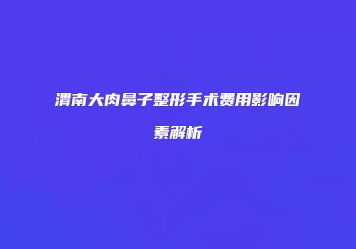 渭南大肉鼻子整形手术费用影响因素解析