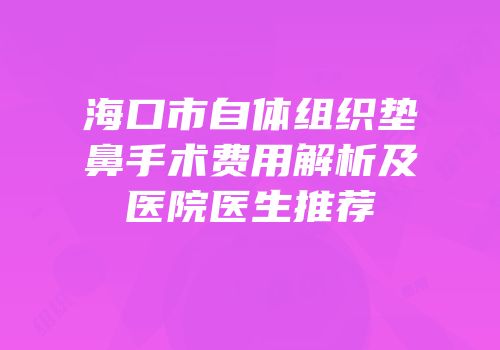 海口市自体组织垫鼻手术费用解析及医院医生推荐