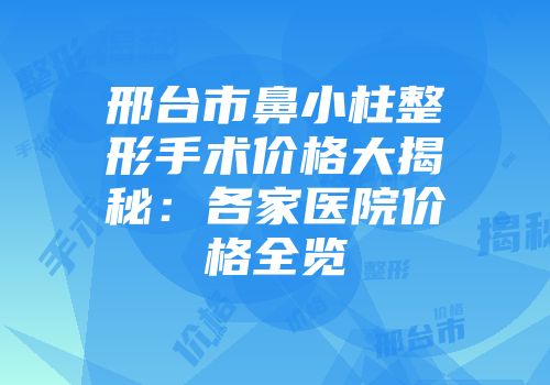 邢台市鼻小柱整形手术价格大揭秘：各家医院价格全览