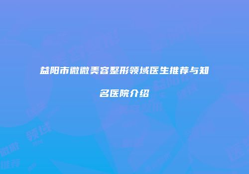 益阳市微微美容整形领域医生推荐与知名医院介绍